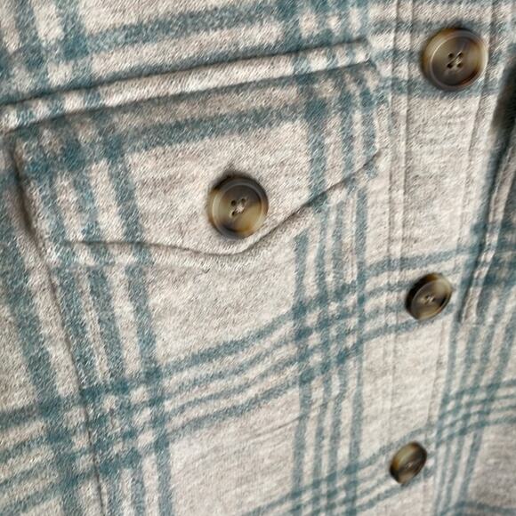 Madewell Boiled Wool Shirt-Jacket in Plaid Heather Lagoon - Picture 8 of 16